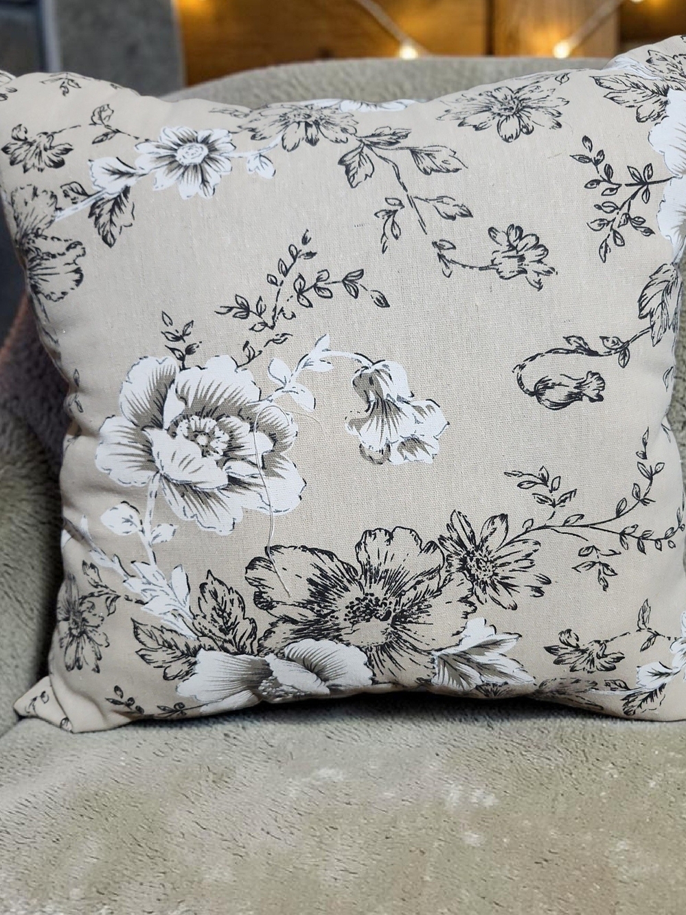 Floral Beige Decorative Throw Pillow